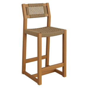 Modway Furniture Reed Solid Teak Faux Rattan Counter Stool for Outdoor Patio or Kitchen Island EEI-7691-NAT