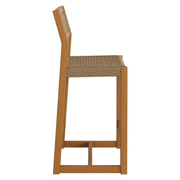 Modway Furniture Reed Solid Teak Faux Rattan Counter Stool for Outdoor Patio or Kitchen Island EEI-7691-NAT