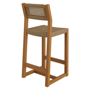 Modway Furniture Reed Solid Teak Faux Rattan Counter Stool for Outdoor Patio or Kitchen Island EEI-7691-NAT