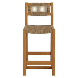 Modway Furniture Reed Solid Teak Faux Rattan Counter Stool for Outdoor Patio or Kitchen Island EEI-7691-NAT