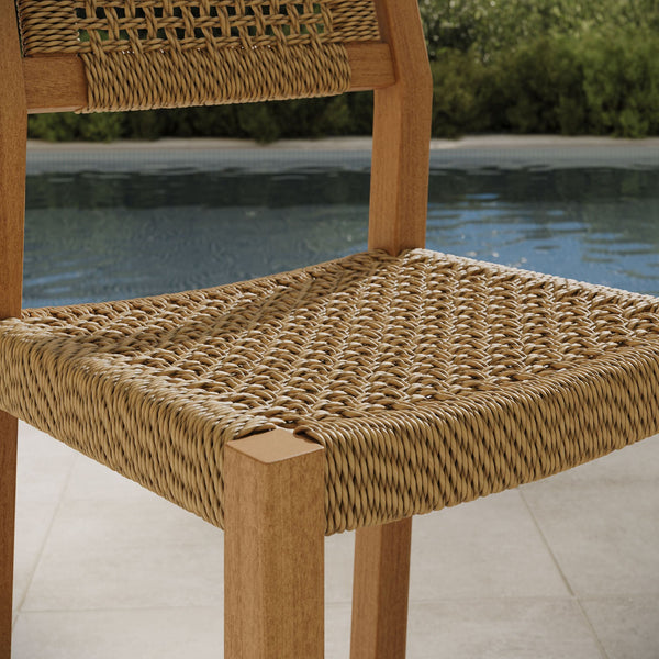 Modway Furniture Reed Solid Teak Faux Rattan Counter Stool for Outdoor Patio or Kitchen Island EEI-7691-NAT