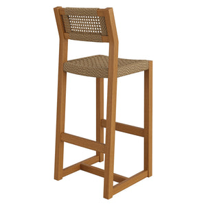 Modway Furniture Reed Outdoor Teak and Faux Rattan Bar Stool for Patio or Kitchen Island Use EEI-7692-NAT