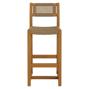 Modway Furniture Reed Outdoor Teak and Faux Rattan Bar Stool for Patio or Kitchen Island Use EEI-7692-NAT