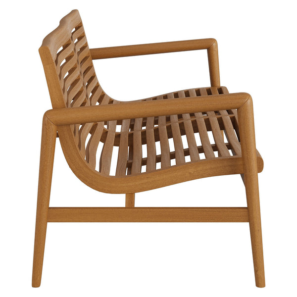 Modway Furniture Hayden Solid Teak Outdoor Loveseat Mid-Century Sculpted Slats for Patio Lounging EEI-7693-NAT