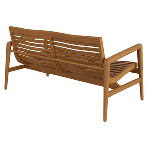 Modway Furniture Hayden Solid Teak Outdoor Loveseat Mid-Century Sculpted Slats for Patio Lounging EEI-7693-NAT