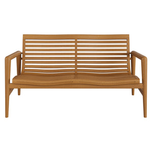 Modway Furniture Hayden Solid Teak Outdoor Loveseat Mid-Century Sculpted Slats for Patio Lounging EEI-7693-NAT