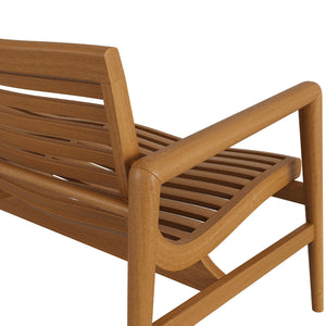 Modway Furniture Hayden Solid Teak Outdoor Loveseat Mid-Century Sculpted Slats for Patio Lounging EEI-7693-NAT