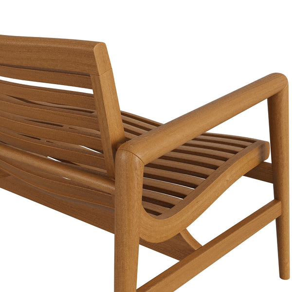 Modway Furniture Hayden Solid Teak Outdoor Loveseat Mid-Century Sculpted Slats for Patio Lounging EEI-7693-NAT