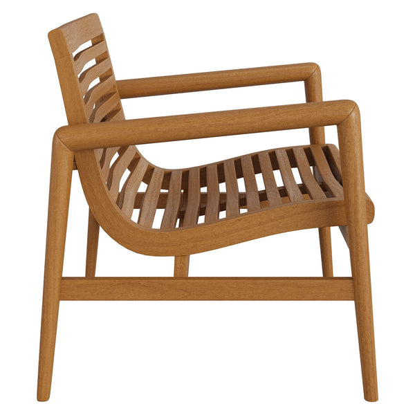 Modway Furniture Hayden Modway Solid Teak Outdoor Armchair with Sculpted Wave Slats for Patio Decks EEI-7694-NAT