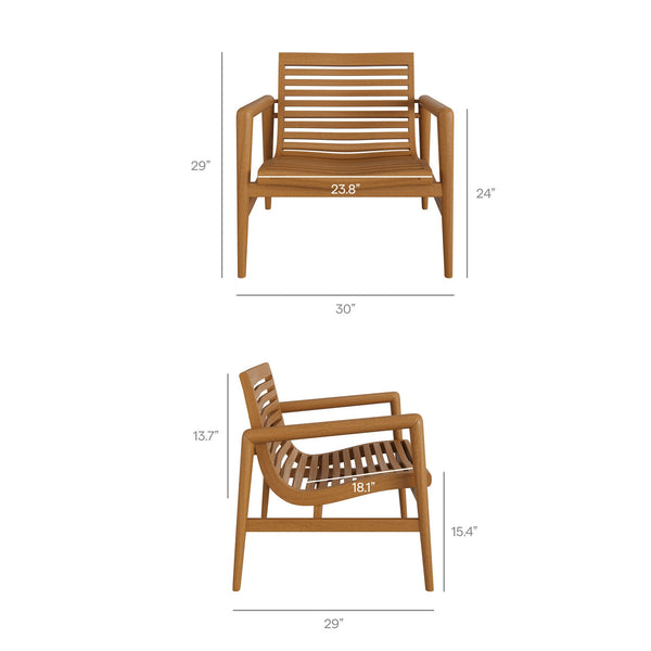 Modway Furniture Hayden Modway Solid Teak Outdoor Armchair with Sculpted Wave Slats for Patio Decks EEI-7694-NAT