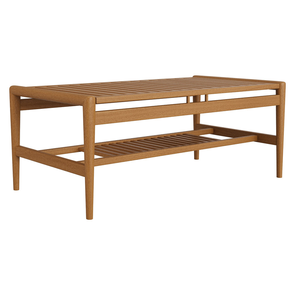 Modway Furniture Hayden Modway Solid Teak Outdoor Coffee Table with Slatted Top and Storage Shelf EEI-7695-NAT