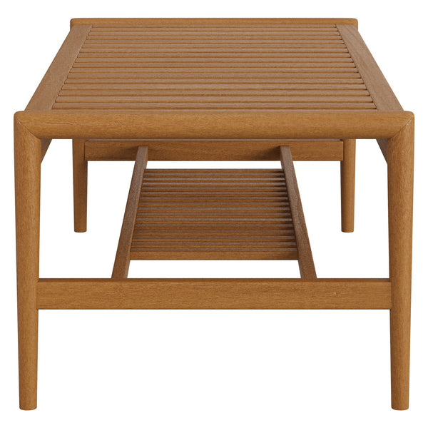 Modway Furniture Hayden Modway Solid Teak Outdoor Coffee Table with Slatted Top and Storage Shelf EEI-7695-NAT