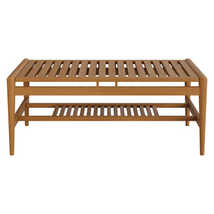 Modway Furniture Hayden Modway Solid Teak Outdoor Coffee Table with Slatted Top and Storage Shelf EEI-7695-NAT