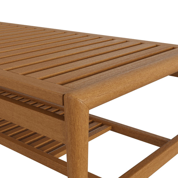Modway Furniture Hayden Modway Solid Teak Outdoor Coffee Table with Slatted Top and Storage Shelf EEI-7695-NAT