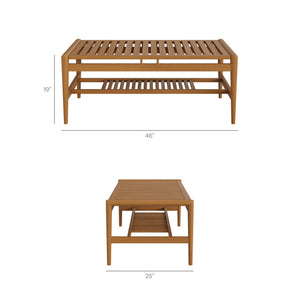 Modway Furniture Hayden Modway Solid Teak Outdoor Coffee Table with Slatted Top and Storage Shelf EEI-7695-NAT