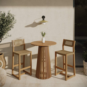 Modway Furniture Reed Modway Solid Teak Outdoor Bar Set with Faux Rattan Stools for Patio EEI-7697-NAT