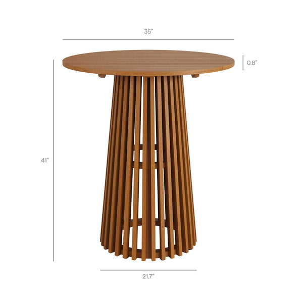Modway Furniture Rowe Modway 5 Piece Outdoor Teak Bar Set with Woven Faux Rattan Coastal Stools EEI-7698-NAT