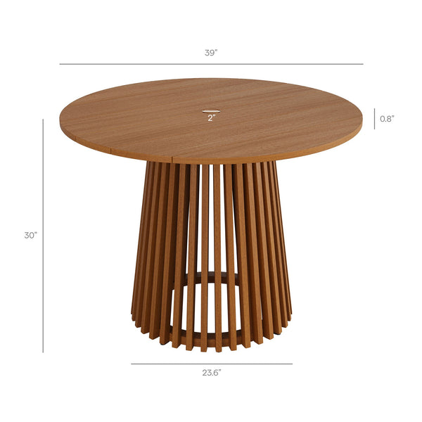 Modway Furniture Rowe Modway Solid Teak Outdoor Dining Set for Four with Faux Rattan Seats EEI-7700-NAT
