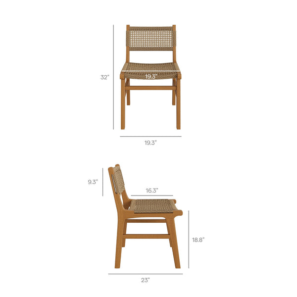 Modway Furniture Rowe Modway Solid Teak Outdoor Dining Set for Four with Faux Rattan Seats EEI-7700-NAT