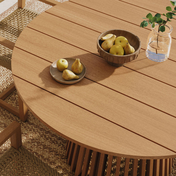 Modway Furniture Rowe Modway Outdoor Solid Teak Dining Set Seats Four with Faux Rattan Chairs EEI-7702-NAT