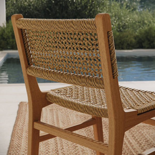 Modway Furniture Rowe Modway Outdoor Solid Teak Dining Set Seats Four with Faux Rattan Chairs EEI-7702-NAT