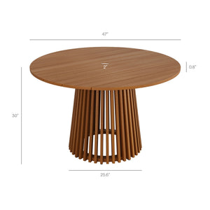 Modway Furniture Rowe Modway Outdoor Solid Teak Dining Set Seats Four with Faux Rattan Chairs EEI-7702-NAT