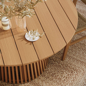 Modway Furniture Rowe Modway Solid Teak Outdoor Dining Set Seats Six with Woven Faux Rattan Chairs EEI-7704-NAT