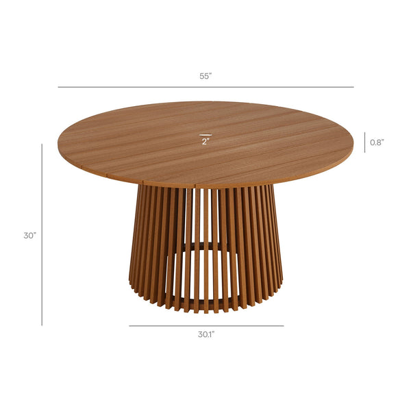 Modway Furniture Rowe Modway Solid Teak Outdoor Dining Set Seats Six with Woven Faux Rattan Chairs EEI-7704-NAT