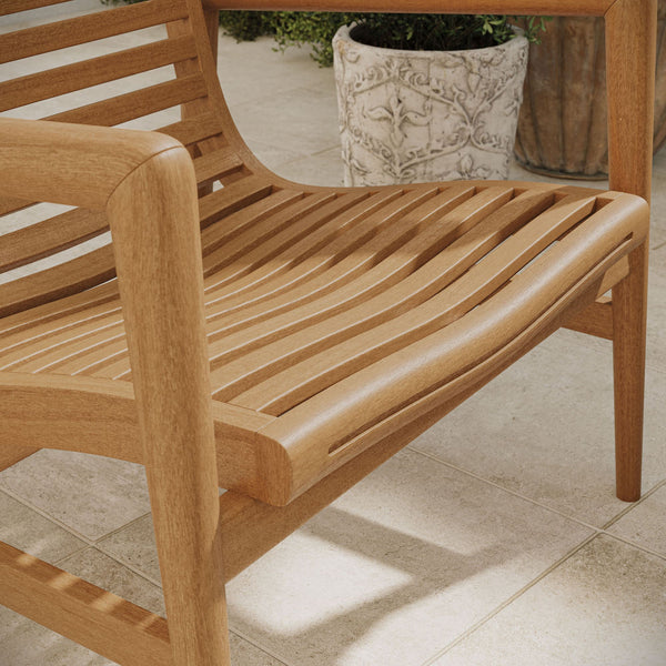 Modway Furniture Hayden Modway Solid Teak Outdoor 4 Piece Patio Set with Sculptural Wave Slat Seating EEI-7706-NAT