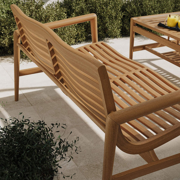 Modway Furniture Hayden Modway Solid Teak Outdoor 4 Piece Patio Set with Sculptural Wave Slat Seating EEI-7706-NAT