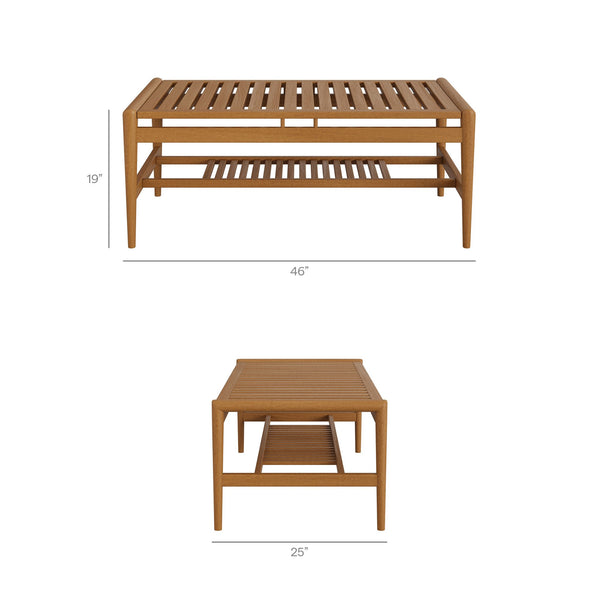 Modway Furniture Hayden Modway Solid Teak Outdoor 4 Piece Patio Set with Sculptural Wave Slat Seating EEI-7706-NAT