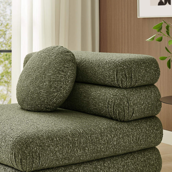 Modway Furniture Jubilee Modway Modular Armless Chair Looped Yarn Woven Tufted Living Room Seating Green EEI-7708-OLI