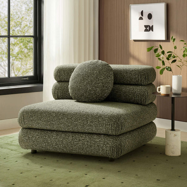 Modway Furniture Jubilee Modway Modular Armless Chair Looped Yarn Woven Tufted Living Room Seating Green EEI-7708-OLI