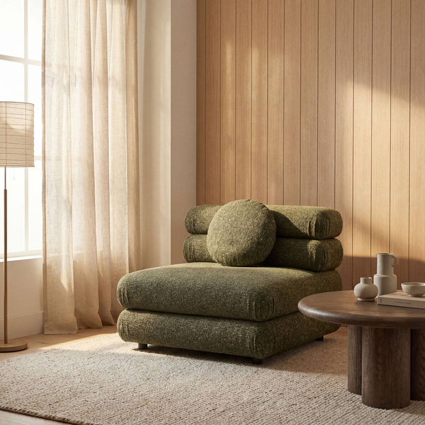 Modway Furniture Jubilee Modway Modular Armless Chair Looped Yarn Woven Tufted Living Room Seating Green EEI-7708-OLI