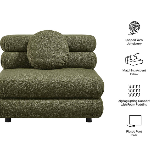 Modway Furniture Jubilee Modway Modular Armless Chair Looped Yarn Woven Tufted Living Room Seating Green EEI-7708-OLI