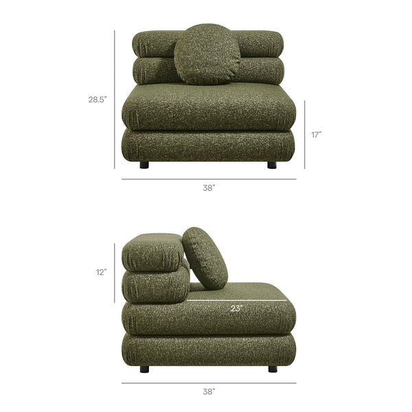 Modway Furniture Jubilee Modway Modular Armless Chair Looped Yarn Woven Tufted Living Room Seating Green EEI-7708-OLI