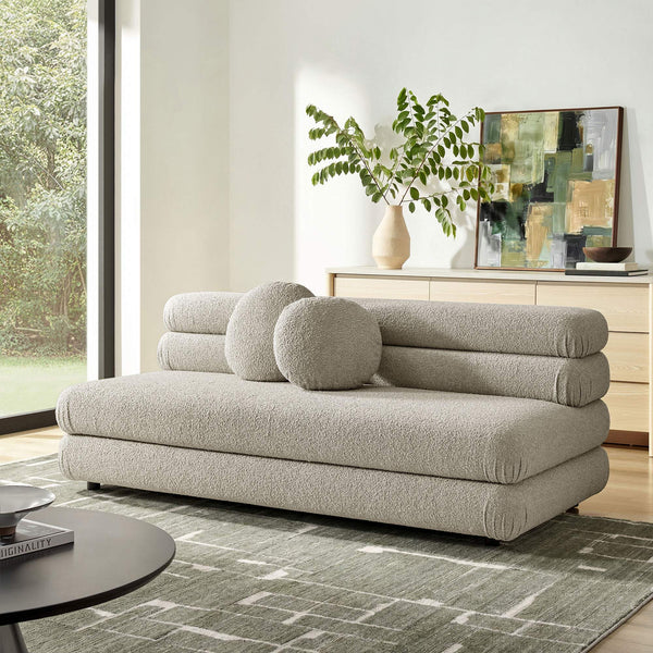Modway Furniture Jubilee Modway Armless Loveseat Woven Looped Yarn Upholstery Retro Modular Sectional Seating Brown EEI-7709-LIN