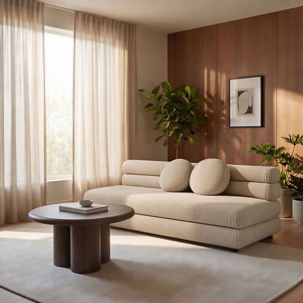 Modway Furniture Jubilee Modway Armless Loveseat Woven Looped Yarn Upholstery Retro Modular Sectional Seating Brown EEI-7709-LIN