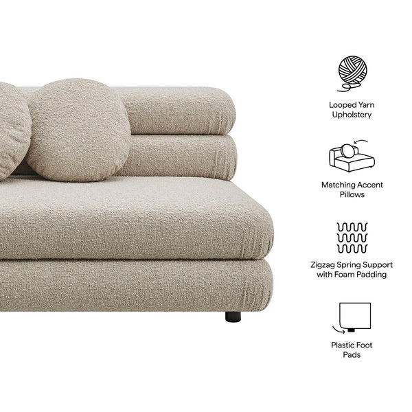 Modway Furniture Jubilee Modway Armless Loveseat Woven Looped Yarn Upholstery Retro Modular Sectional Seating Brown EEI-7709-LIN