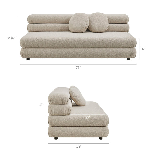 Modway Furniture Jubilee Modway Armless Loveseat Woven Looped Yarn Upholstery Retro Modular Sectional Seating Brown EEI-7709-LIN