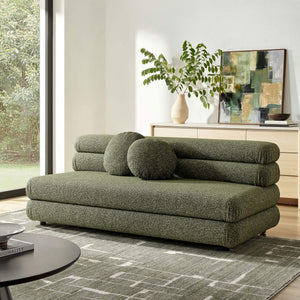 Modway Furniture Jubilee Modway Armless Loveseat Woven Looped Yarn Upholstery Retro Modular Sectional Seating Green EEI-7709-OLI