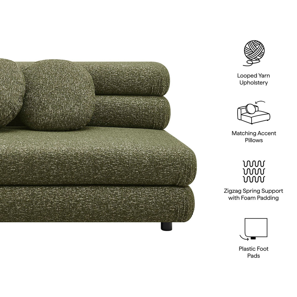 Modway Furniture Jubilee Modway Armless Loveseat Woven Looped Yarn Upholstery Retro Modular Sectional Seating Green EEI-7709-OLI