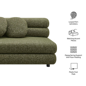 Modway Furniture Jubilee Modway Armless Loveseat Woven Looped Yarn Upholstery Retro Modular Sectional Seating Green EEI-7709-OLI