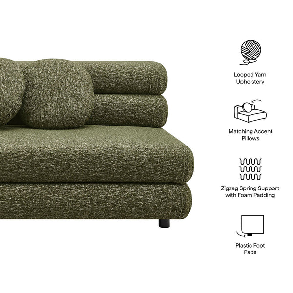 Modway Furniture Jubilee Modway Armless Loveseat Woven Looped Yarn Upholstery Retro Modular Sectional Seating Green EEI-7709-OLI