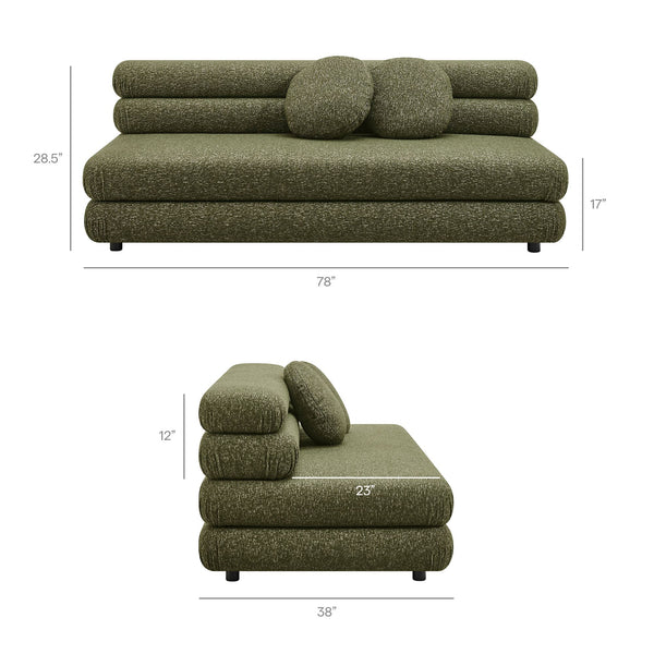 Modway Furniture Jubilee Modway Armless Loveseat Woven Looped Yarn Upholstery Retro Modular Sectional Seating Green EEI-7709-OLI