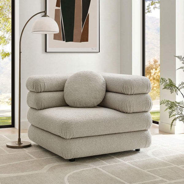 Modway Furniture Jubilee Modway Modular Corner Chair Nubby Looped Yarn Retro Tufted Living Room Seat Brown EEI-7710-LIN