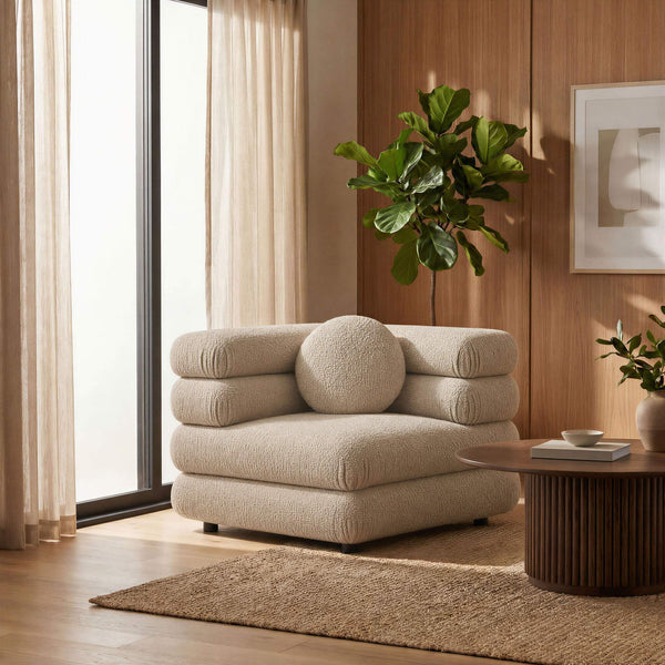 Modway Furniture Jubilee Modway Modular Corner Chair Nubby Looped Yarn Retro Tufted Living Room Seat Brown EEI-7710-LIN