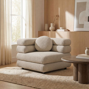 Modway Furniture Jubilee Modway Modular Corner Chair Nubby Looped Yarn Retro Tufted Living Room Seat Brown EEI-7710-LIN