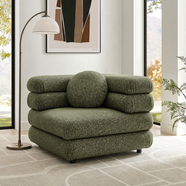 Modway Furniture Jubilee Modway Modular Corner Chair Nubby Looped Yarn Retro Tufted Living Room Seat Green EEI-7710-OLI