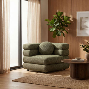 Modway Furniture Jubilee Modway Modular Corner Chair Nubby Looped Yarn Retro Tufted Living Room Seat Green EEI-7710-OLI